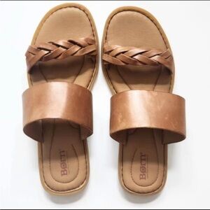 NEW - BORN Cherita Leather Flat Comfort Sandals black for women size 9